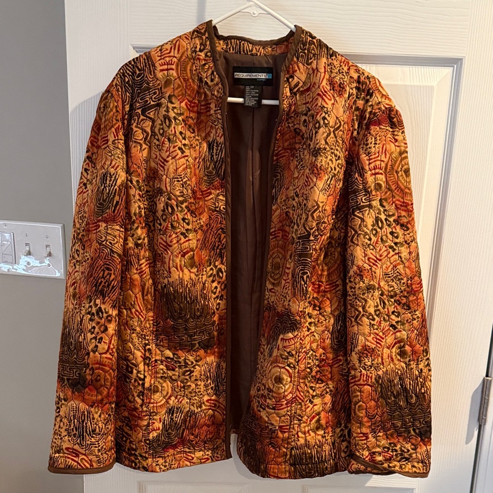 Requirements Women's Abstract Orange and Brown Blazer